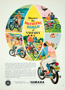1966 Ad Vintage Yamaha Twin Jet 100 Japanese Motorcycle Motorbike Swinging YMMA3