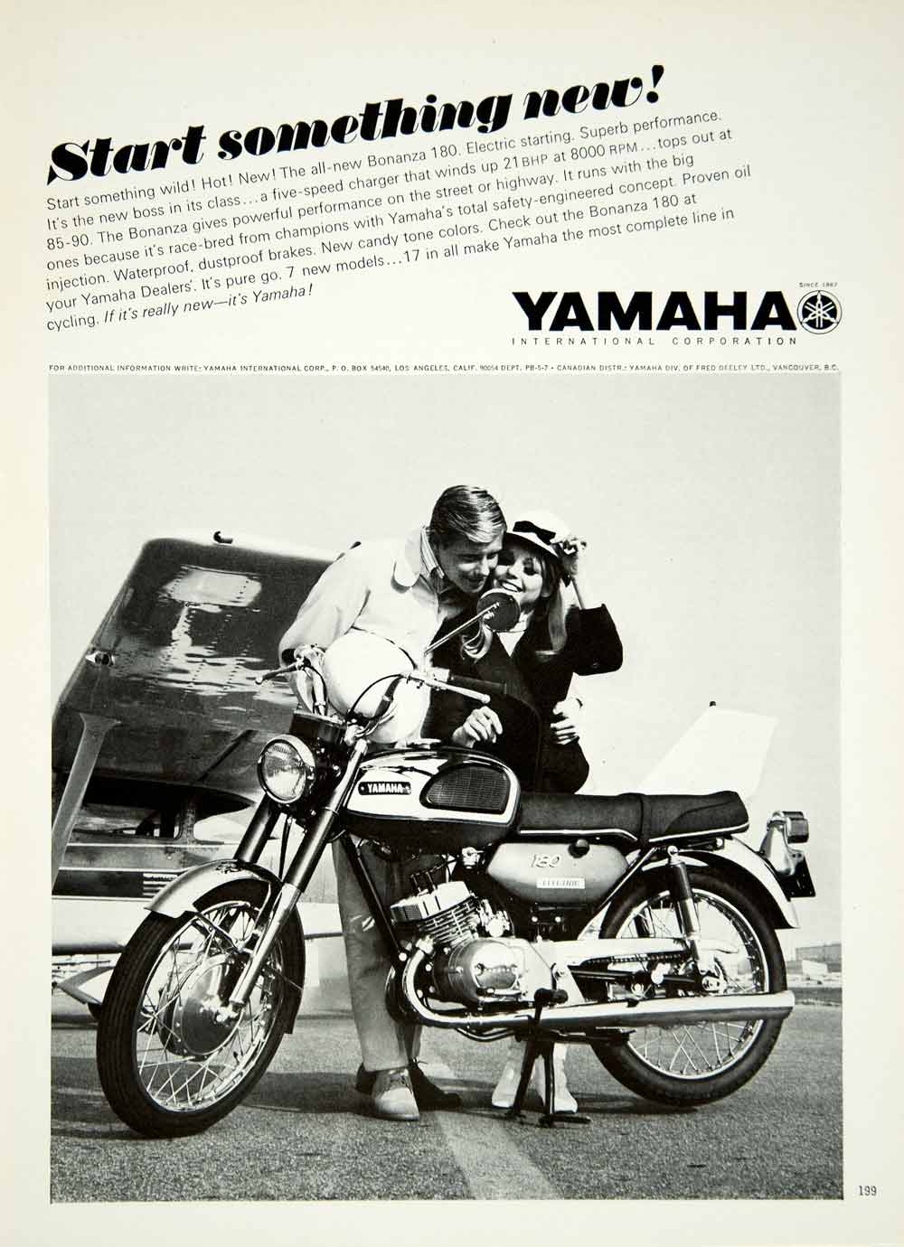 1967 Ad Vintage Yamaha Bonanza 180 Motorcycle Motorcycling Motorcyclists YMMA3