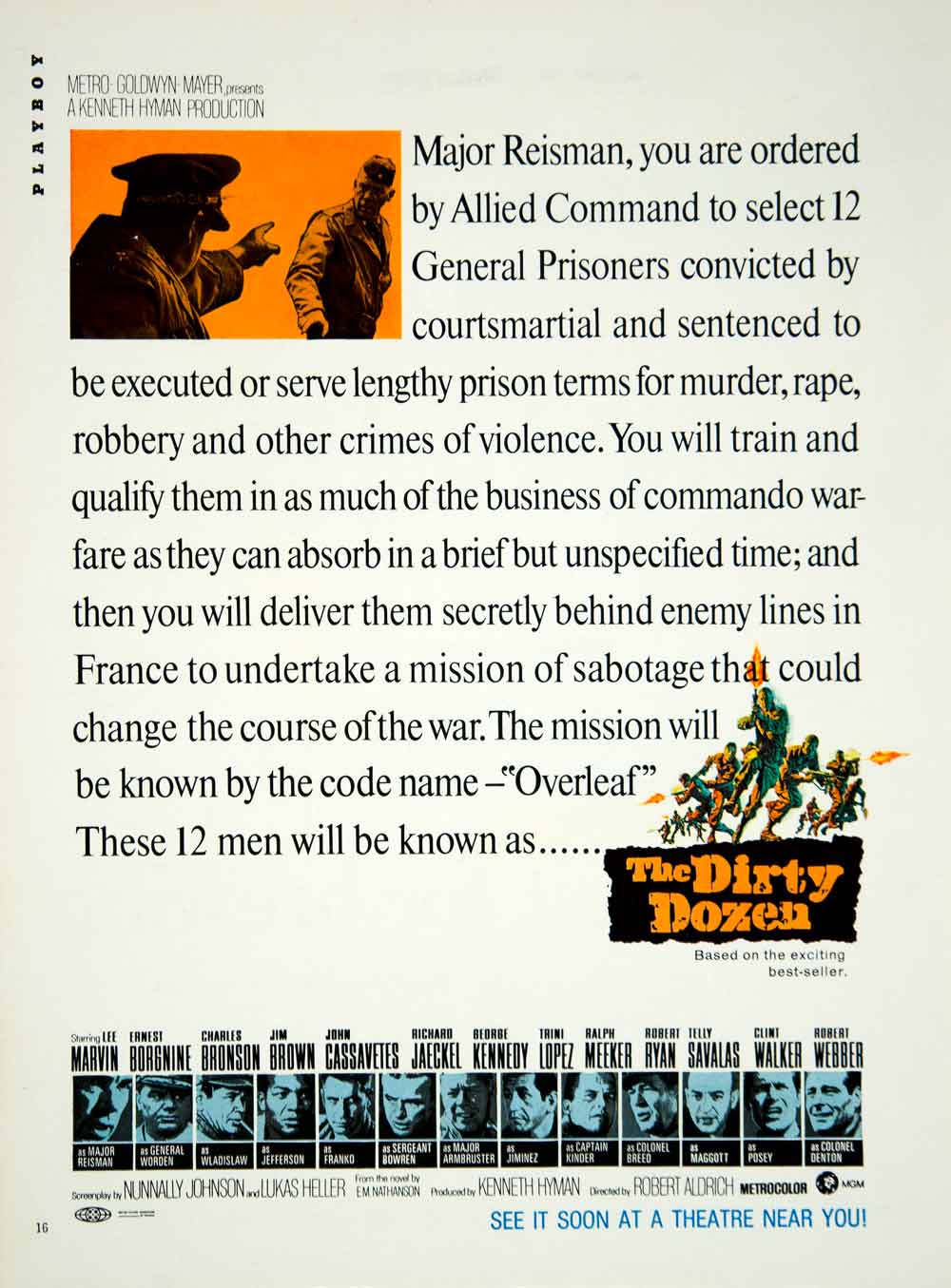 1967 Ad Movie The Dirty Dozen WWII Robert Aldrich Lee Marvin Charles YMMA3