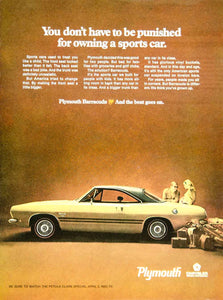 1968 Ad Vintage Chrysler Plymouth Barracuda Cuda Yellow Sports Car YMMA3