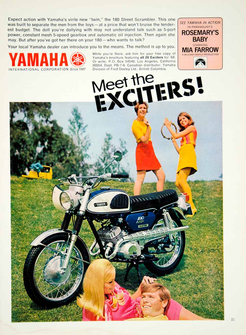 1968 Ad Yamaha 180 Street Scrambler Motorcycle Motorcycling Japanese YMMA3