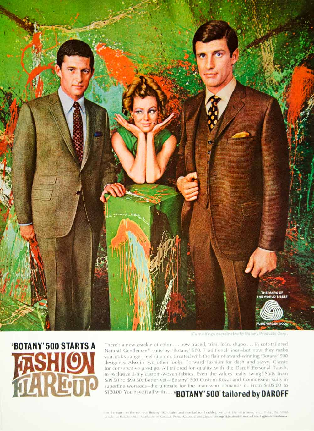 1968 Ad Vintage Botany 500 Suit Clothing Style Fashion 60s Pop Art YMMA3