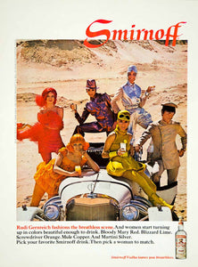 1968 Ad Vintage Smirnoff Vodka Rudi Gernreich 60s Fashion Mod Style Mad YMMA3