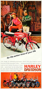 1967 Ad Vintage Harley Davidson M-65 Red Motorcycle Motorcycling YMMA3 - Period Paper
