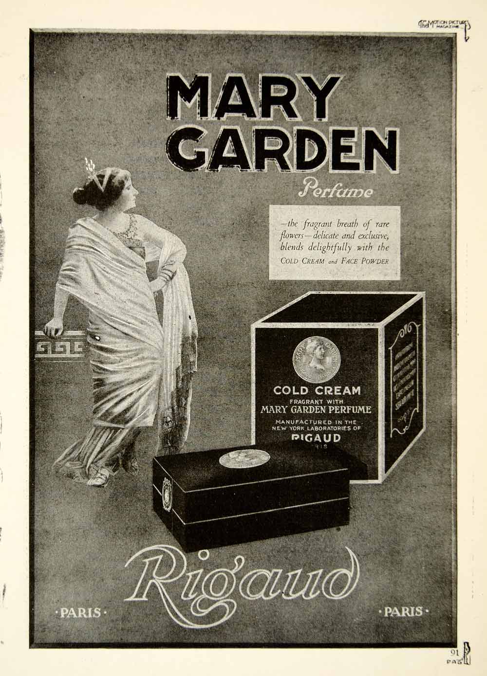 1919 Ad Mary Garden Perfume Rigaud Paris Cold Cream Face Power Fragrance YMP1