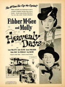 1944 Ad Fibber McGee Molly Heavenly Days Eugene Pallette Gordon Oliver Don YMP1