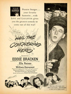 1944 Ad Hail Conquering Hero Eddie Bracken Ella Raines William Demarest YMP1