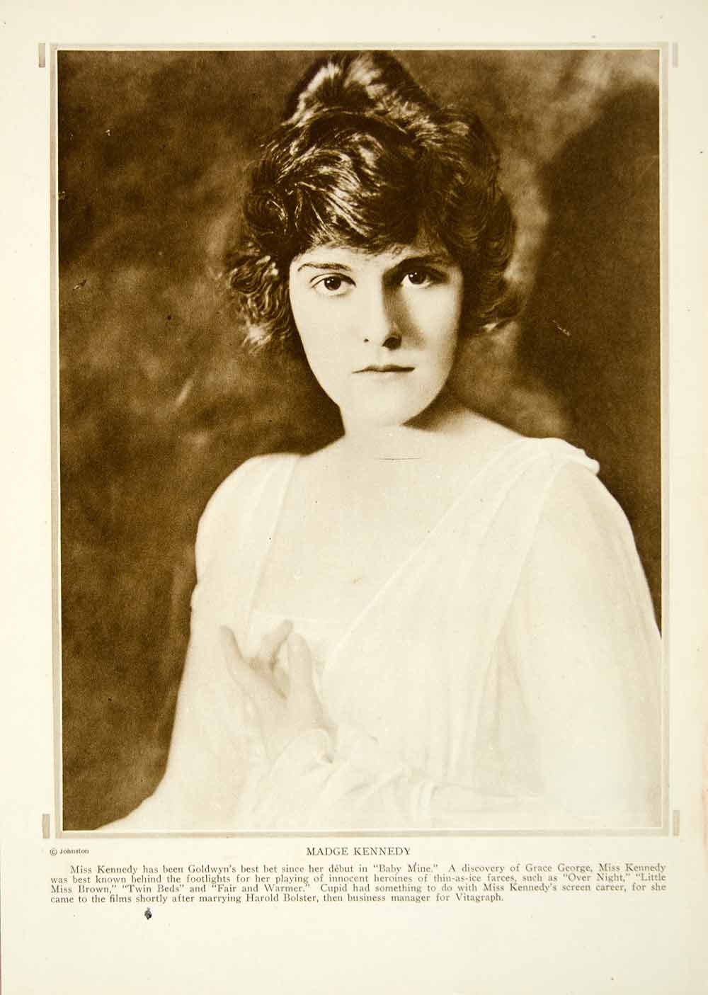 1919 Rotogravure Madge Kennedy Goldwyn Actress Silent Film Portrait YMP1
