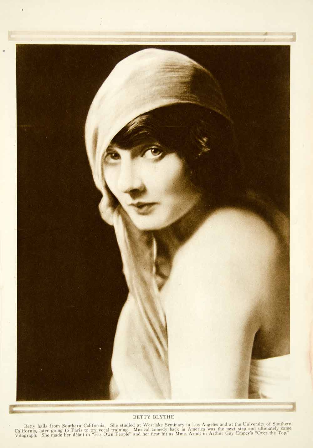 1919 Rotogravure Betty Blythe Portrait Actress Shawl Silent Film Era Queen YMP1