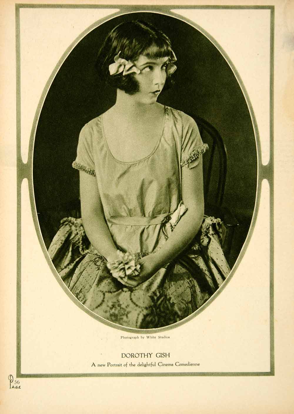 1921 Rotogravure Dorothy Gish Portrait White Studios Portrait Actress Girl YMP1