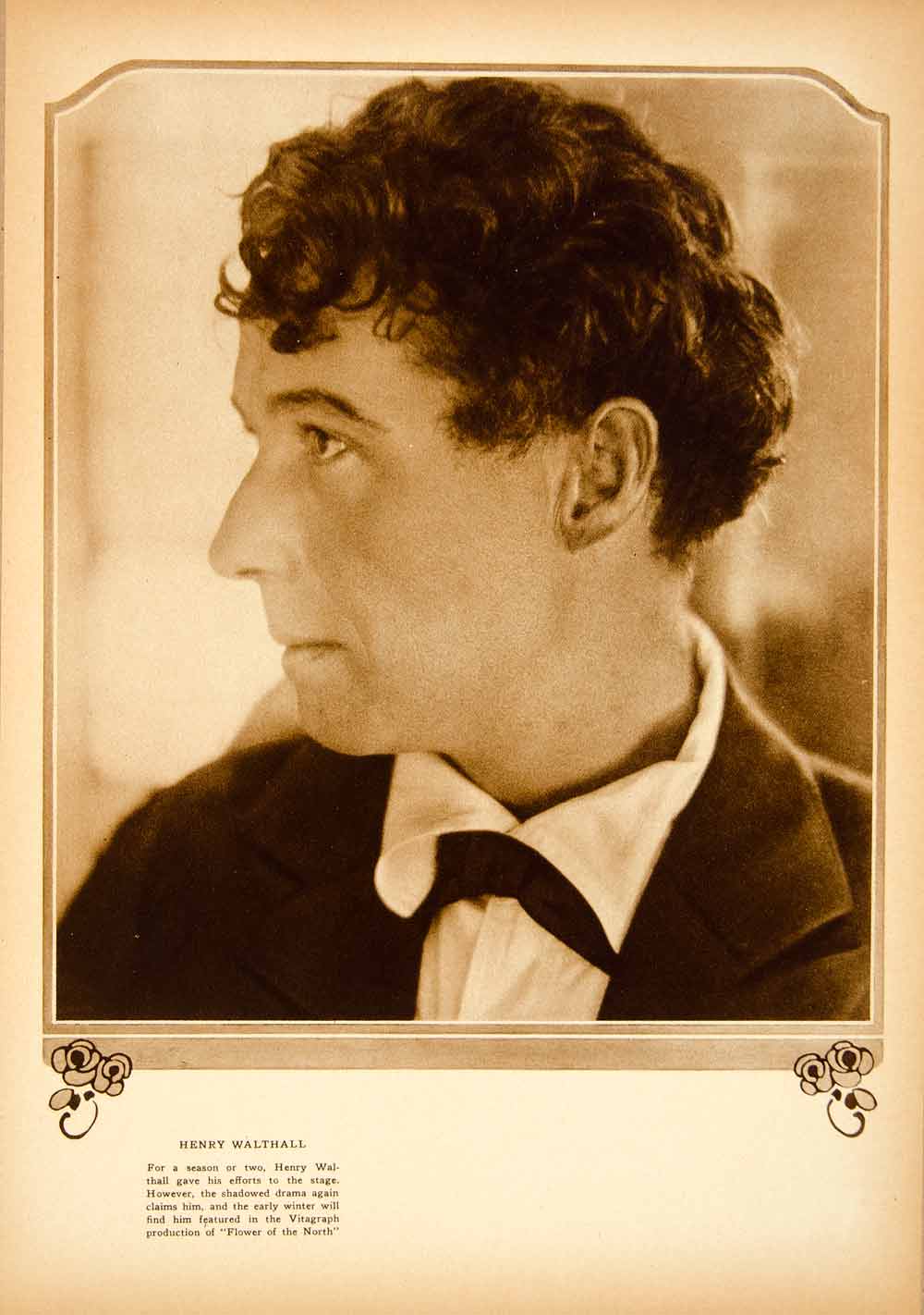 1921 Rotogravure Henry Walthall Actor Flower North Portrait Star Broadway YMP1