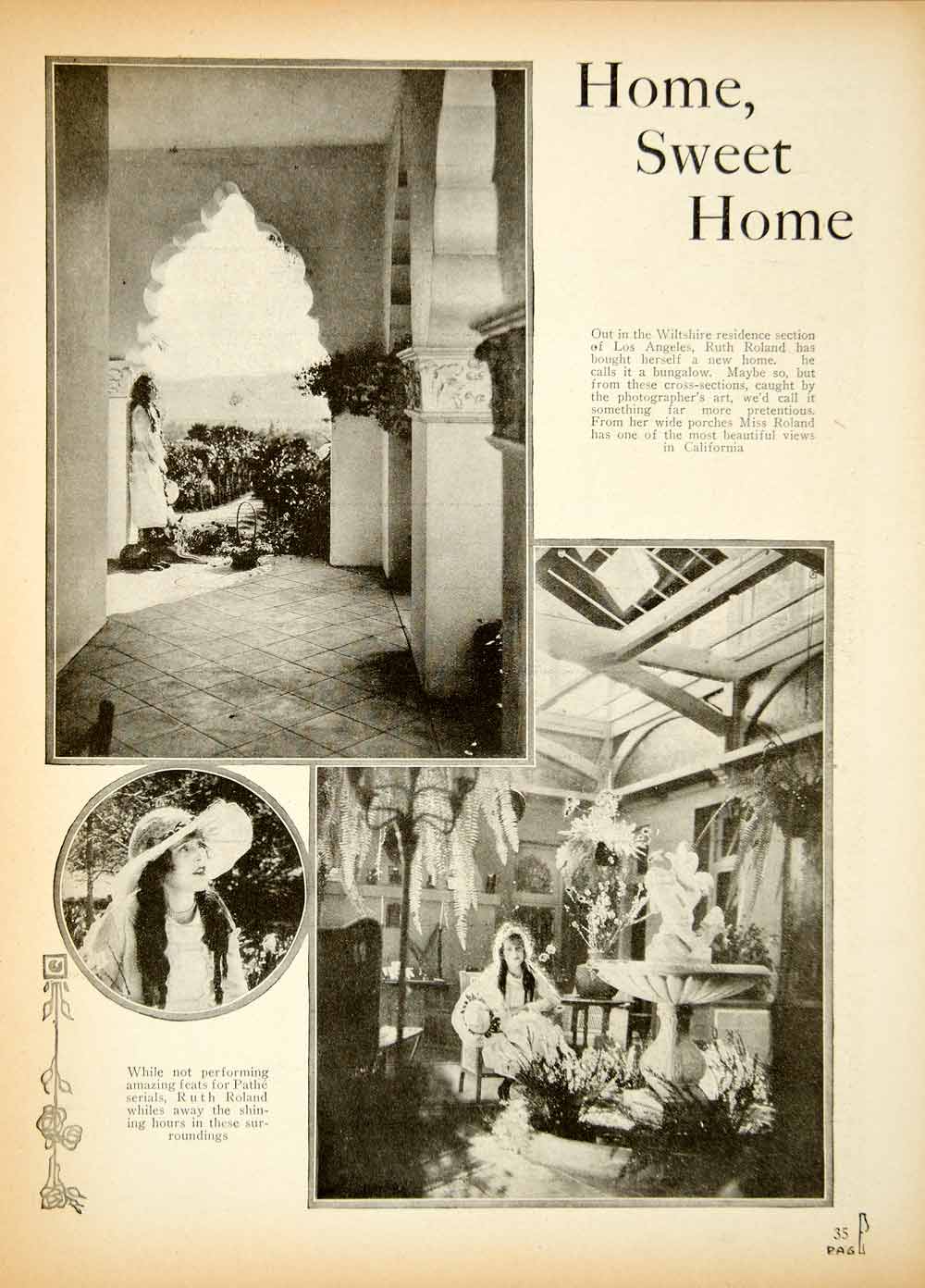 1919 Print Home Actress Ruth Roland Los Angeles Wiltshire Arch Porch YMP1