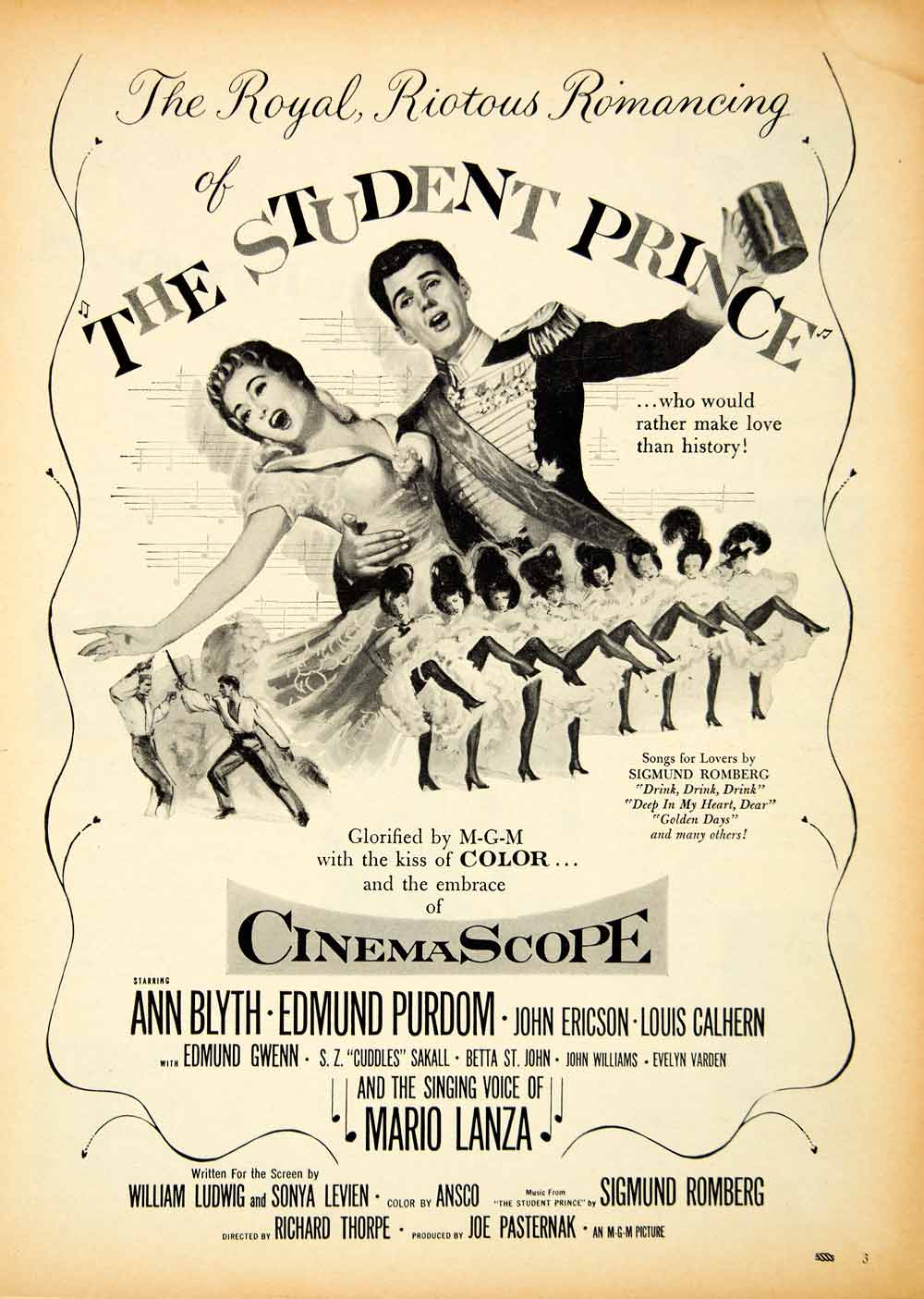 1954 Ad Musical Student Prince Ann Blyth Edmund Purdom Dance Romance Movie YMP2