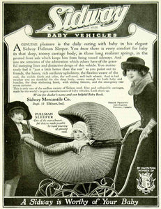 1922 Ad Vintage Sidway Baby Buggy Carriage Wicker Pullman Sleeper Elkhart YMP3