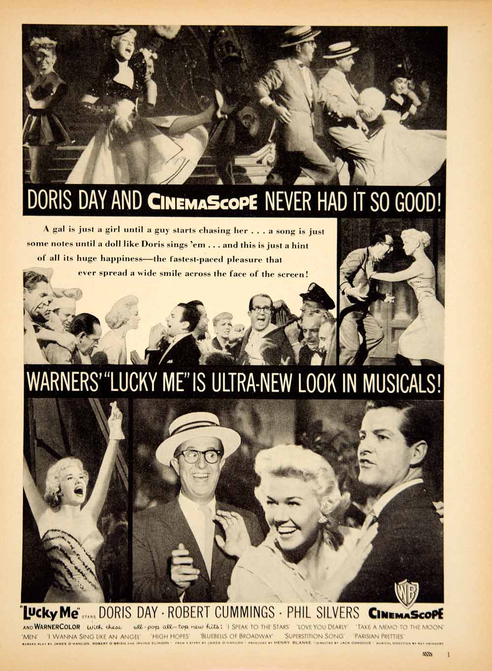 1954 Ad Movie Musical Lucky Me Doris Day Robert Cummings Phil Silver Warner YMP5