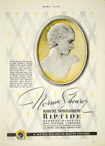 1934 Ad Movie Riptide Norma Shearer Robert Montgomery Edmund Goulding MGM YMS1