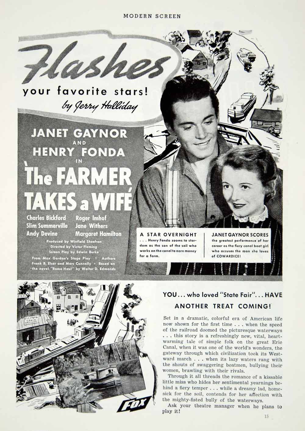 1935 Ad Farmer Takes a Wife Janet Gaynor Henry Fonda Erie Canal Fleming Fox YMS1