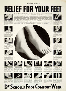 1937 Ad Vintage Dr. Scholl's Foot Comfort Remedy Bunion Corn Callous Pain YMS1