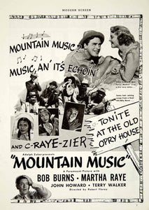 1937 Ad Movie Mountain Music Bob Burns Martha Raye Robert Florey Hillbilly YMS1
