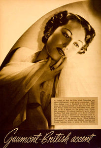1935 Rotogravure Vina Fay Wray Portrait Movie Film Actress King Kong YMS1