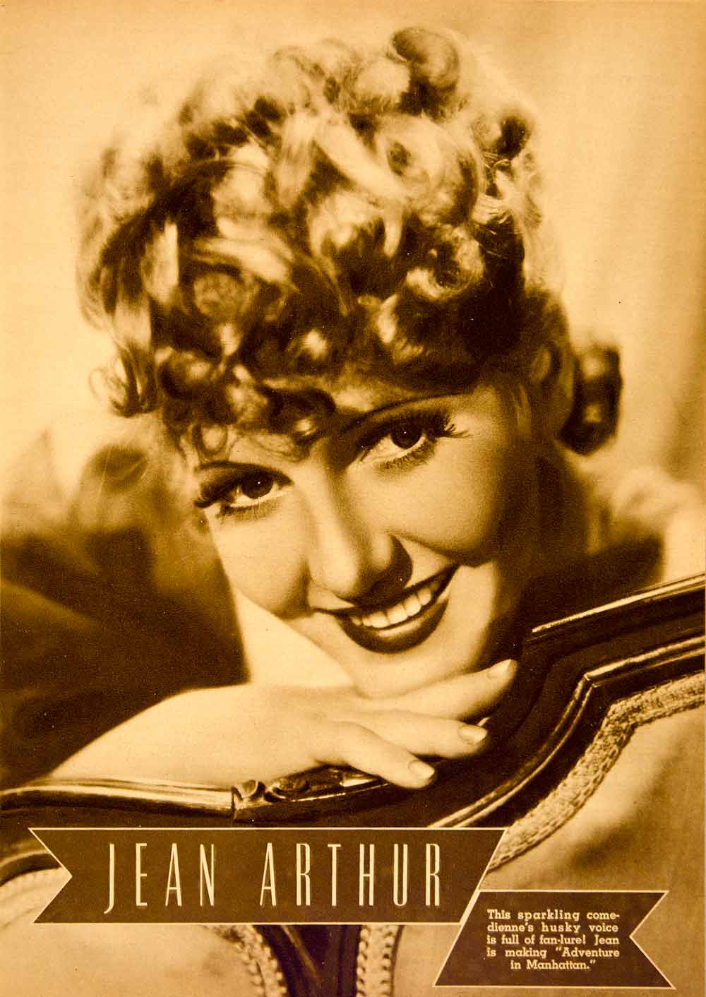 1936 Rotogravure Jean Arthur Adventure Manhattan Portrait Actress Hollywood YMS1