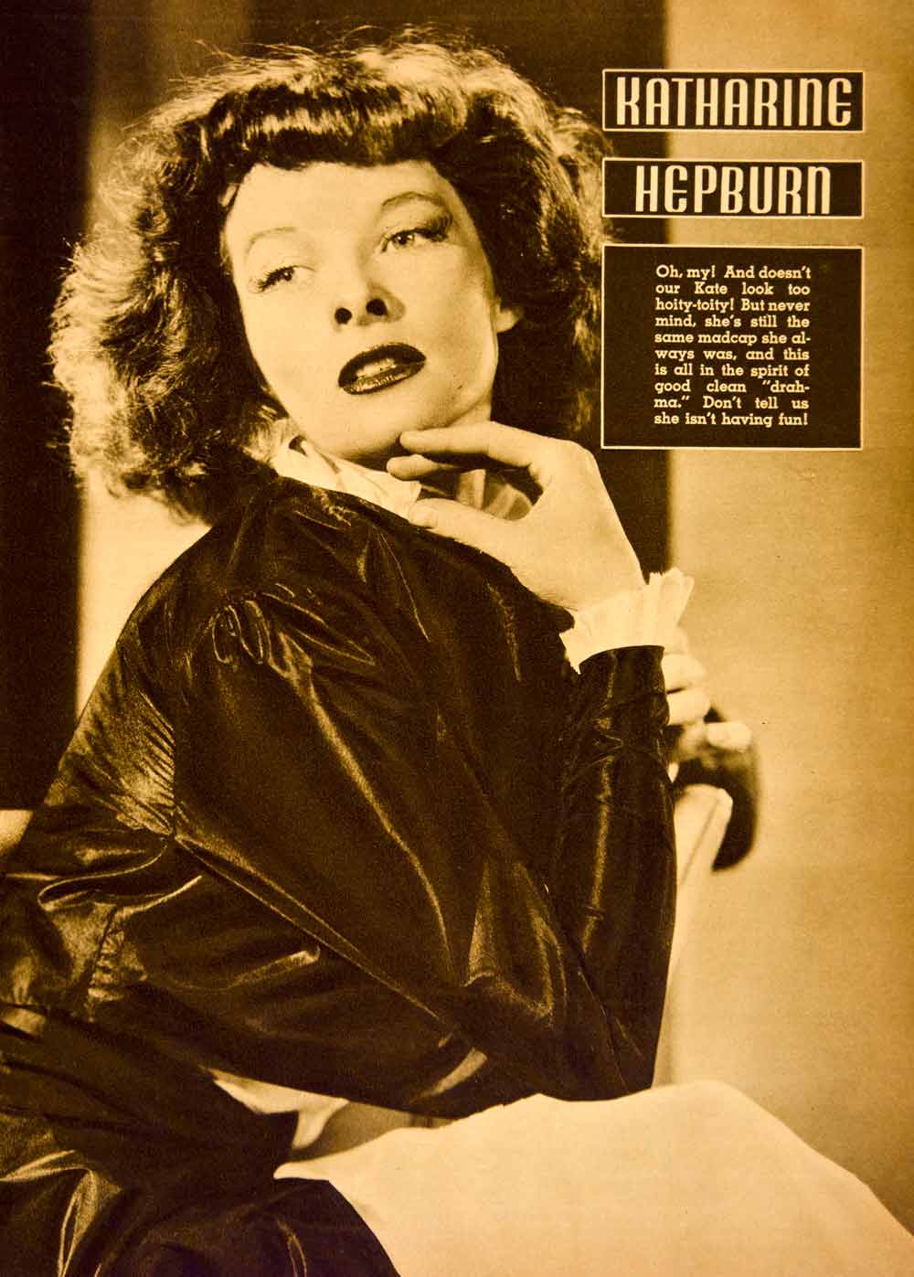 1937 Rotogravure Katharine Hepburn Kate Actress Star Hollywood American YMS1