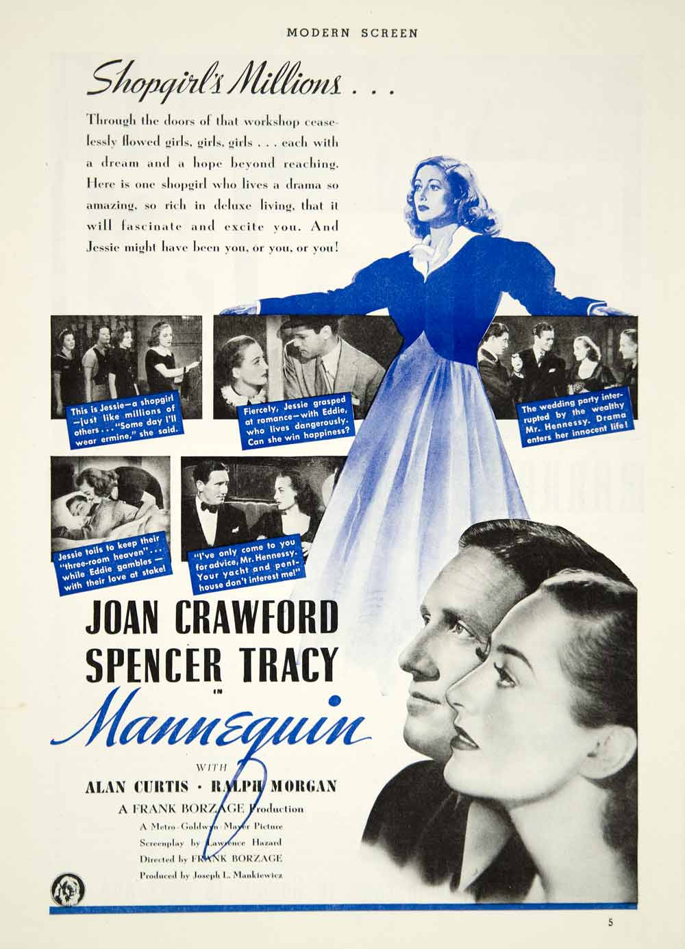 1938 Ad Movie Mannequin 1937 MGM Film Joan Crawford Spencer Tracy Frank YMS2