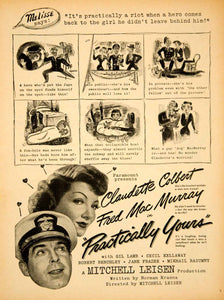 1945 Ad Movie Practically Yours 1944 Comedy Claudette Colbert Fred YMS2