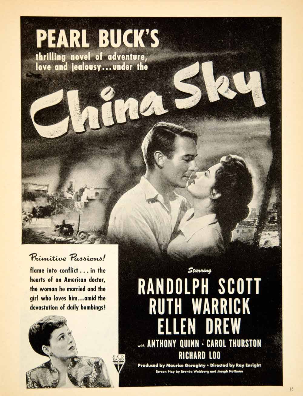 1945 Ad Movie China Sky Randolph Scott Ruth Warrick Ellen Drew War Wartime YMS2