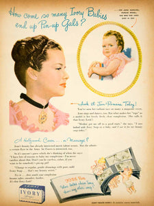 1945 Ad Vintage Ivory Soap Jean Romaine Model Pinup Girl Baby Complexion YMS2