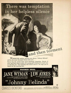 1948 Ad Movie Johnny Belinda Jane Wyman Lew Ayres Deaf Mute Jean Negulesco YMS2