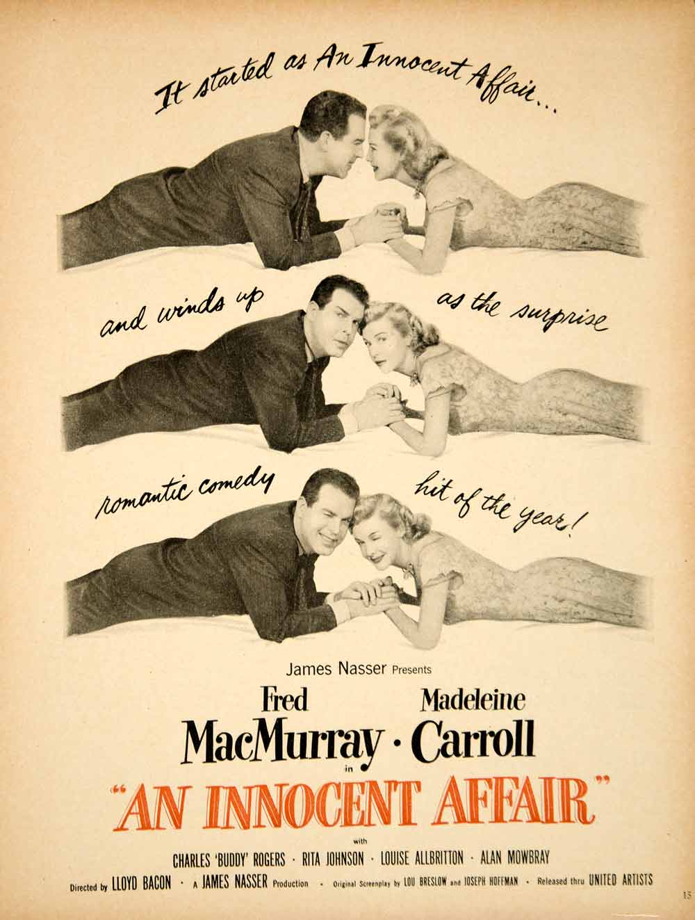 1948 Ad Movie Innocent Affair Lloyd Bacon Fred MacMurray Madeleine Carroll YMS2