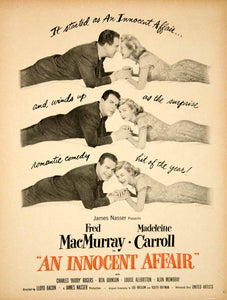 1948 Ad Movie Innocent Affair Lloyd Bacon Fred MacMurray Madeleine Carroll YMS2
