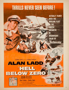 1954 Ad Movie Hell Below Zero Alan Ladd Joan Tetzel Antarctic Whaling Ship YMS2