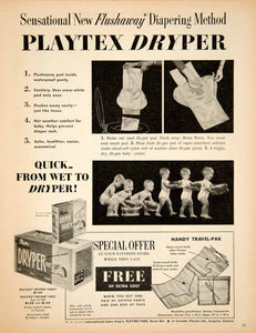 1954 Ad Vintage Playtex Dryper Baby Diaper Pad Disposable Flushaway YMS2