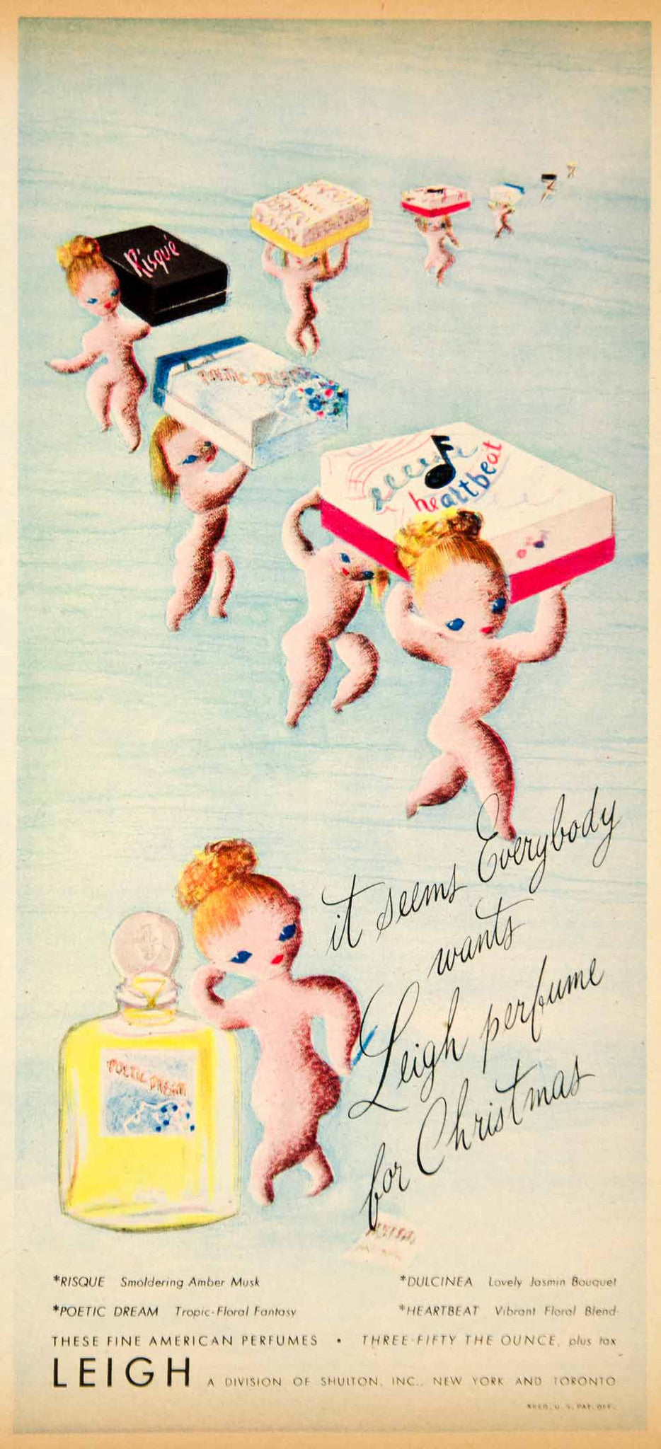 1945 Ad Vintage Leigh Perfume American Risque Poetic Dream Dulcinea YMS2 - Period Paper
