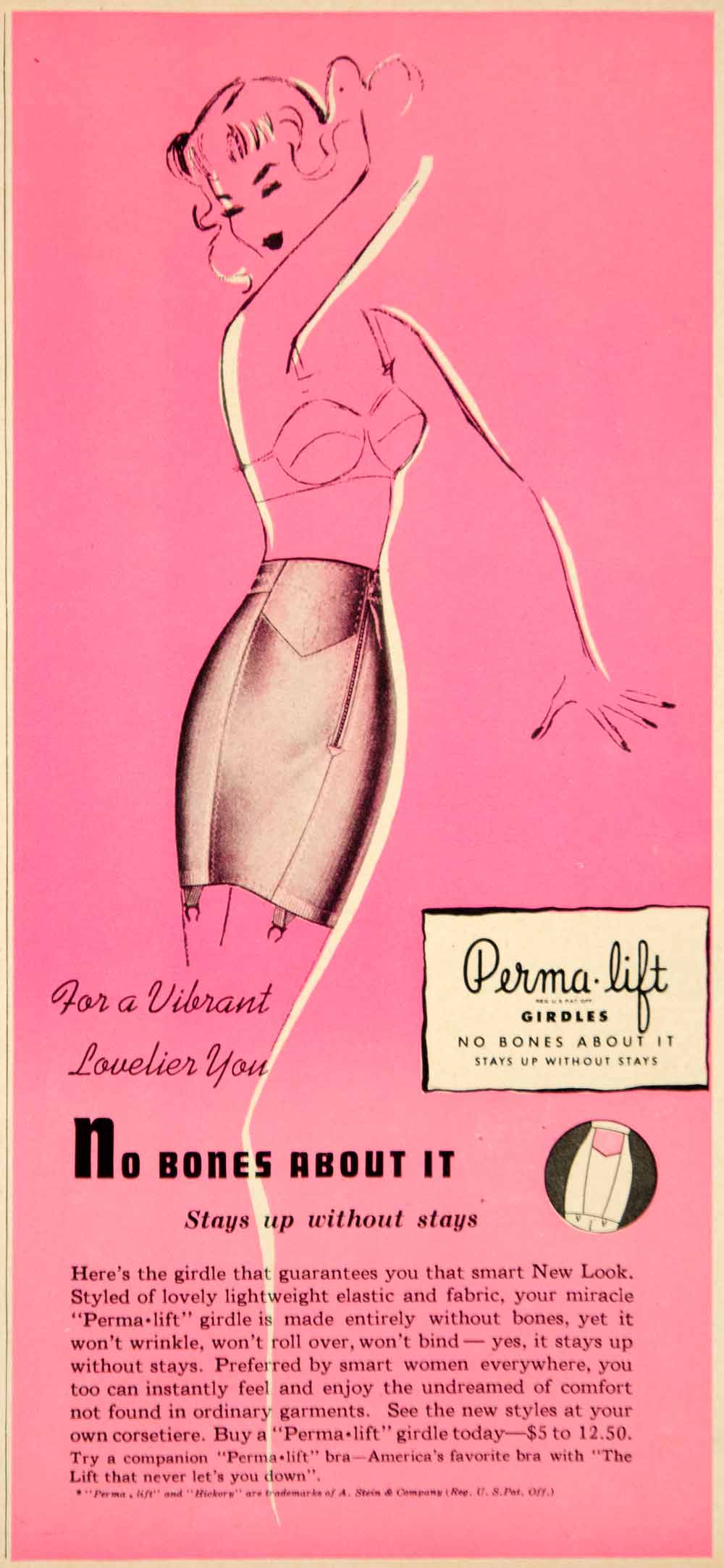 1948 Ad Vintage Sexy Perma-lift Girdle Foundation Garment Lingerie Fas –  Period Paper Historic Art LLC