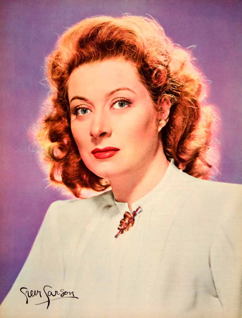 1945 Color Print Greer Garson Portrait British Actress Movie Star Mrs YMS2