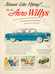 1952 Ad Willys-Overland Aero 2 Door Sedan Classic Car Auto F4-134 Hurricane YMT1