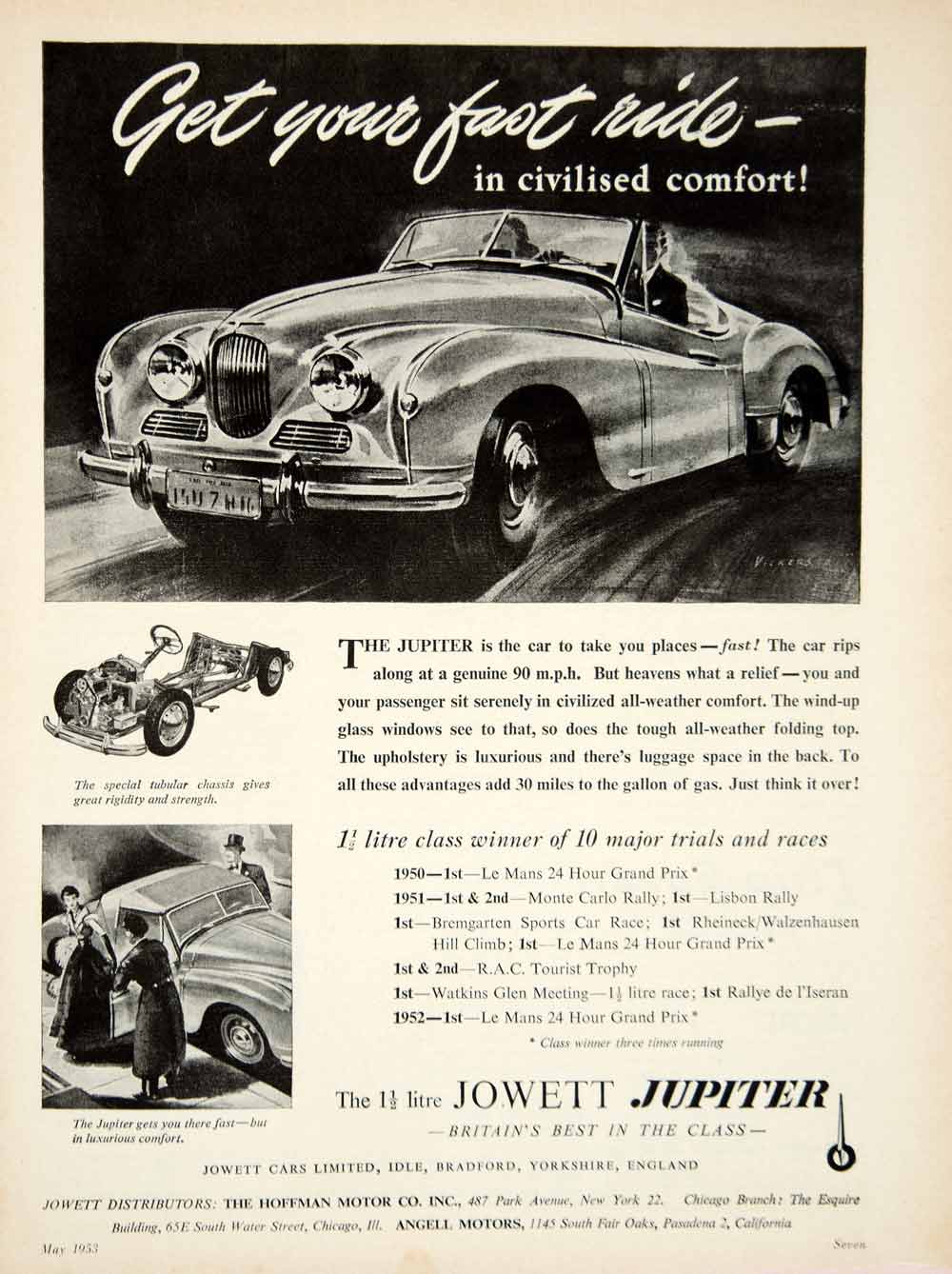1953 Ad Vickers Art Jowett Jupiter 2 Door Classic Sports Car Auto British YMT1