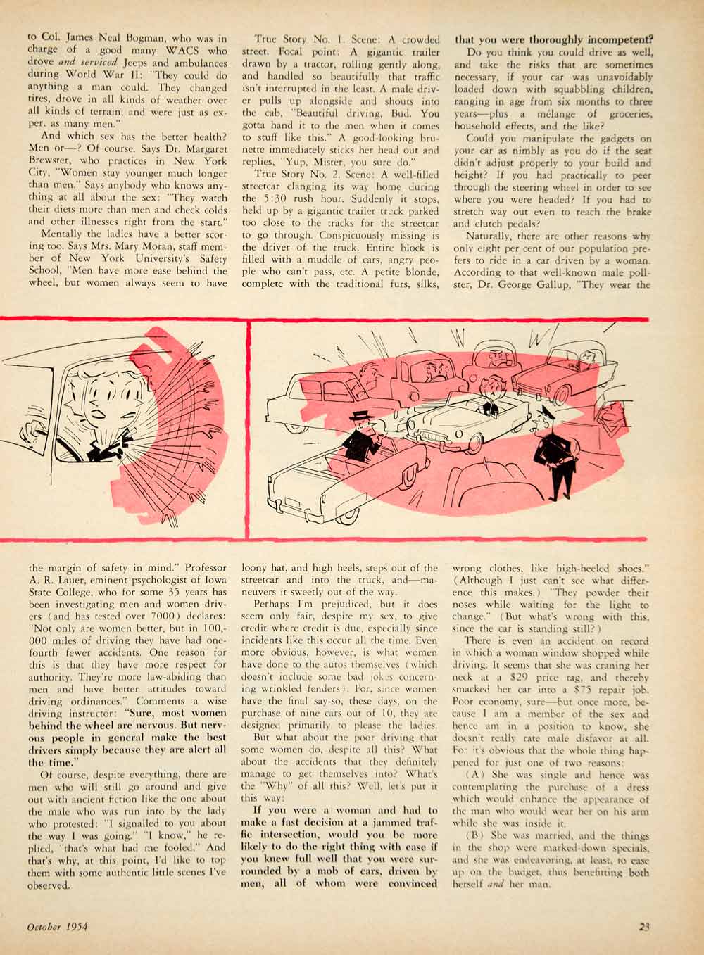 1954 Article Cartoon Women Drivers Car Automobile Lady Driving Auto Bess YMT1