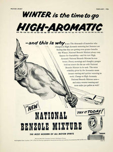 1956 Ad National Benzole High-Aromatic Motor Oil Petrol Mr Mercury Auto Car YMT2