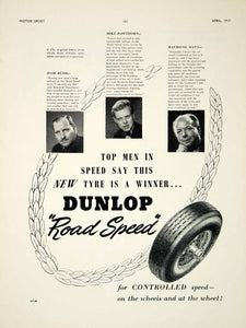 1957 Ad Dunlop Road Speed Tyre Tire Car Auto Parts Ivor Bueb Raymond Mays YMT2