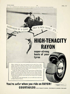 1957 Ad Courtaulds Tenasco Rayon Tires Car Auto Parts Andree Jan Helicopter YMT2