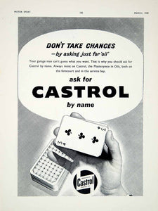 1958 Ad Castrol Motor Oil Petroleum Playing Cards Poker Gambling Car Auto YMT2