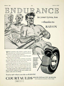 1958 Ad Courtaulds Tenasco Super 105 Car Tires Automobile Endurance Garage YMT2