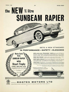 1958 Ad Rootes Group Sunbeam-Talbot Rapier Stuart Trophy Car Classic Auto YMT2