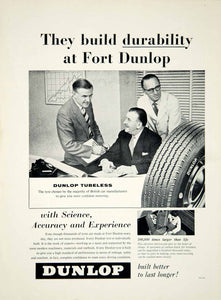 1958 Ad Dunlop Tubeless Tyre Tire Car Automobile Part Garage Transportation YMT2