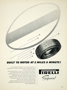 1958 Ad Pirelli Speed Road Tyre Car Automobile Tires Parts Garage Auto YMT2