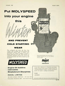 1959 Ad Rocol Molyspeed Motor Oil Engine Additive Car Automobile Garage YMT2